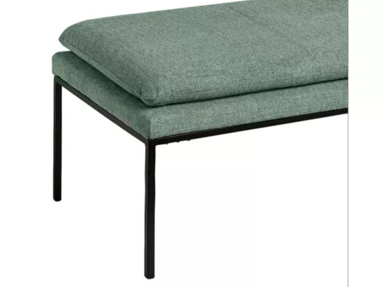 Banc design en tissu et pieds en métal noir Madrida-Couleur Vert amande