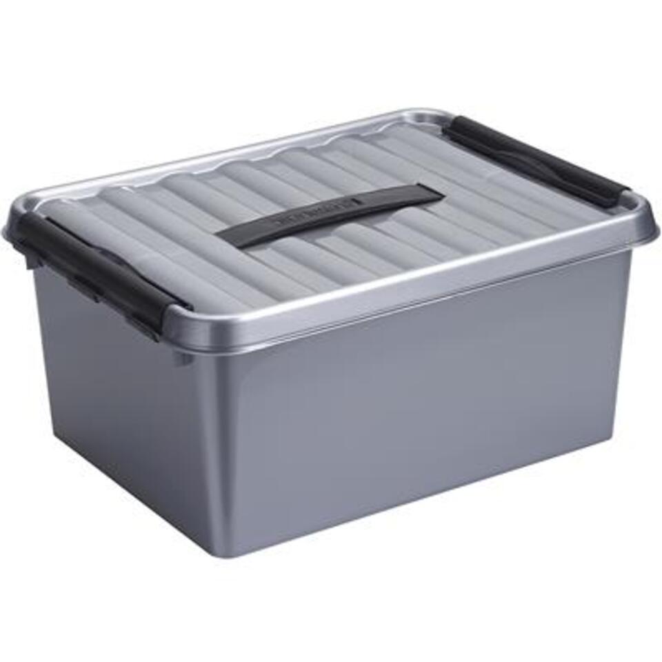 Q-line opbergbox 15L metaal zwart
