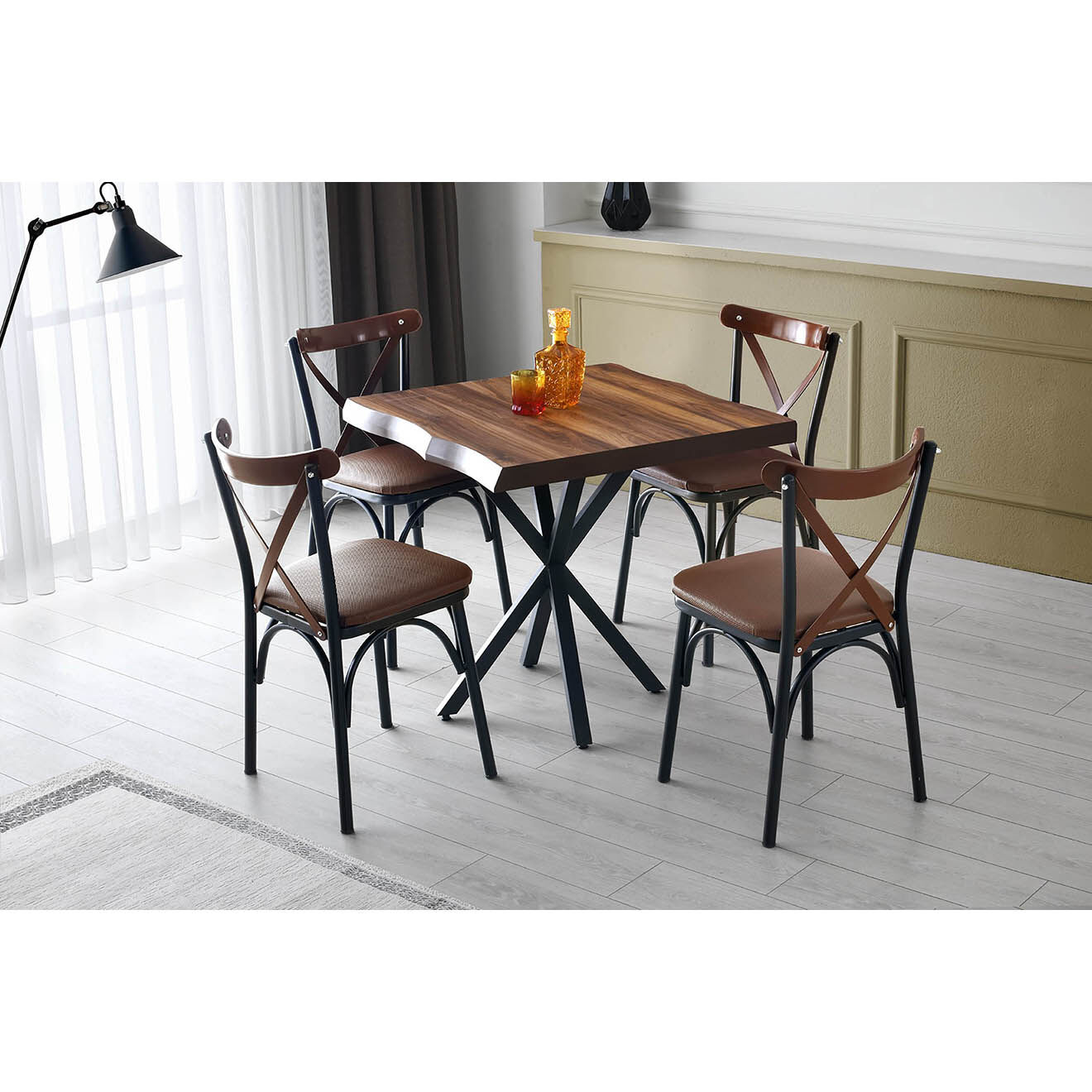Homitis Table à manger Safir 1462 noyer - 80x75x80 cm