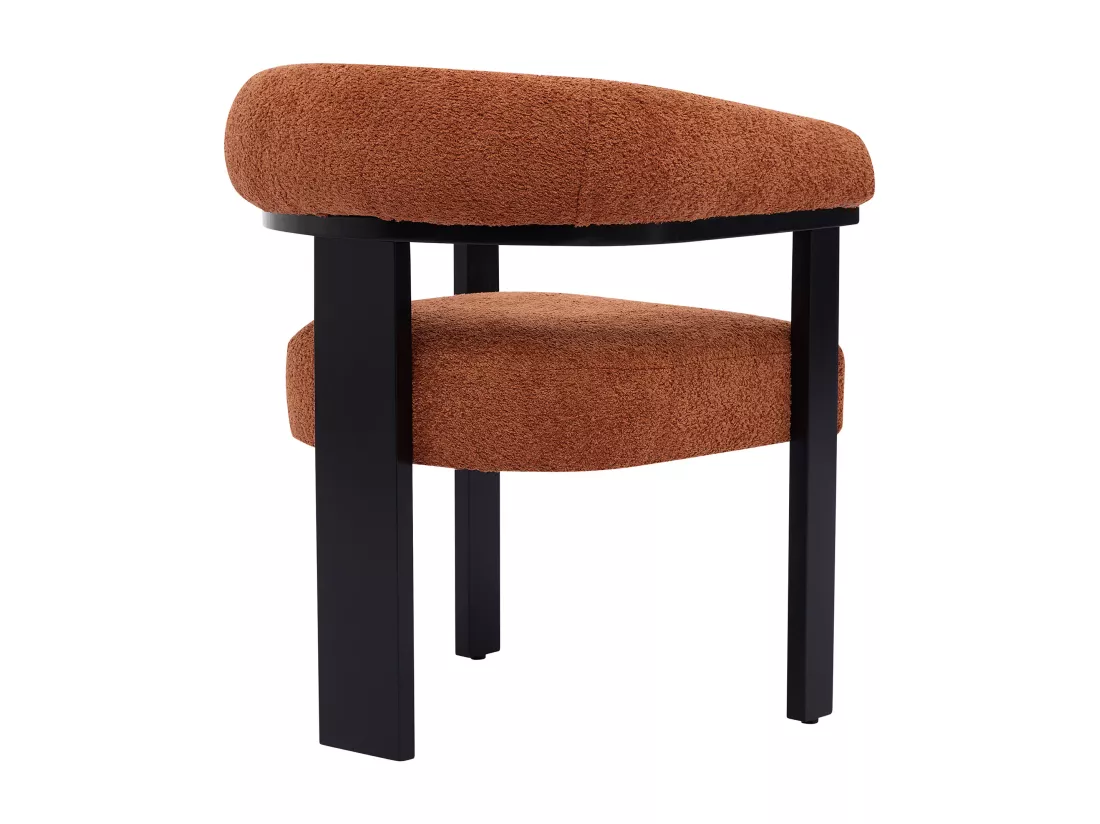 Lot de 2 chaises avec accoudoirs en tissu bouclette et bois d'hévéa noir - Terracotta - LIVELIA de Pascal MORABITO
