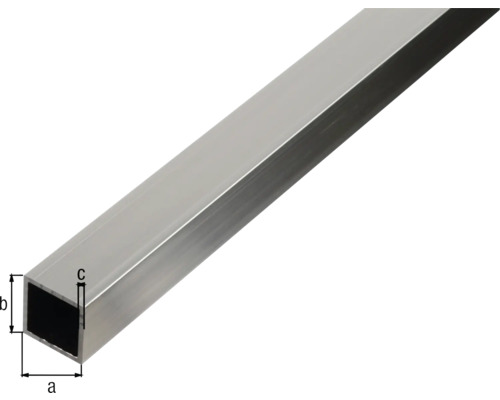 Vierkante aluminium buis, natuurlijke afwerking, 25x25x1,5 mm, 2,6 m