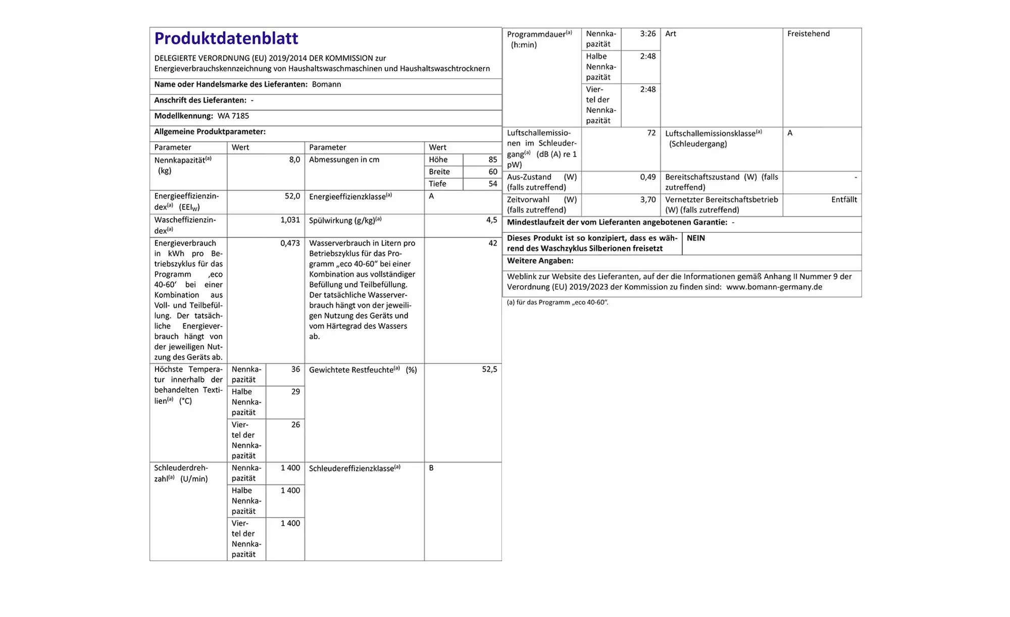 Bomann Waschvollautomat WA 7185