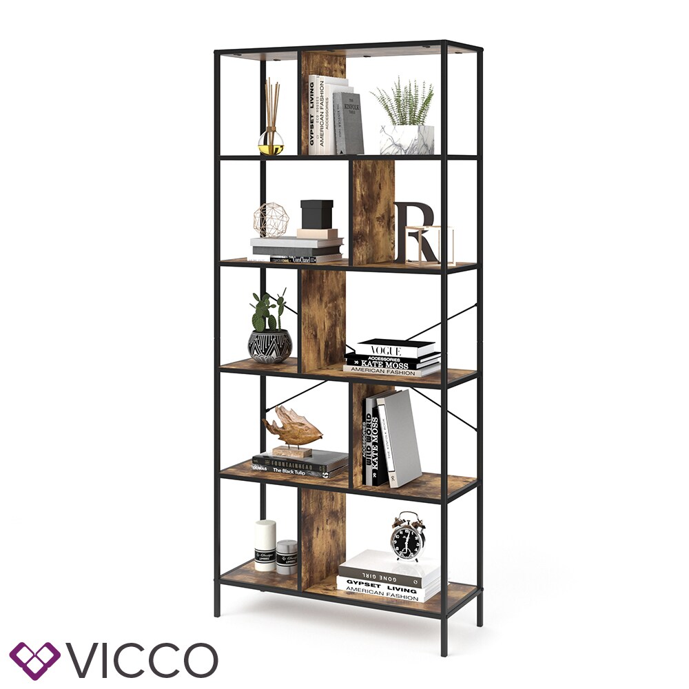 VICCO Loft Bücherregal FYRK Wandregal Standregal Aufbewahrung 180x80x30 Vintage