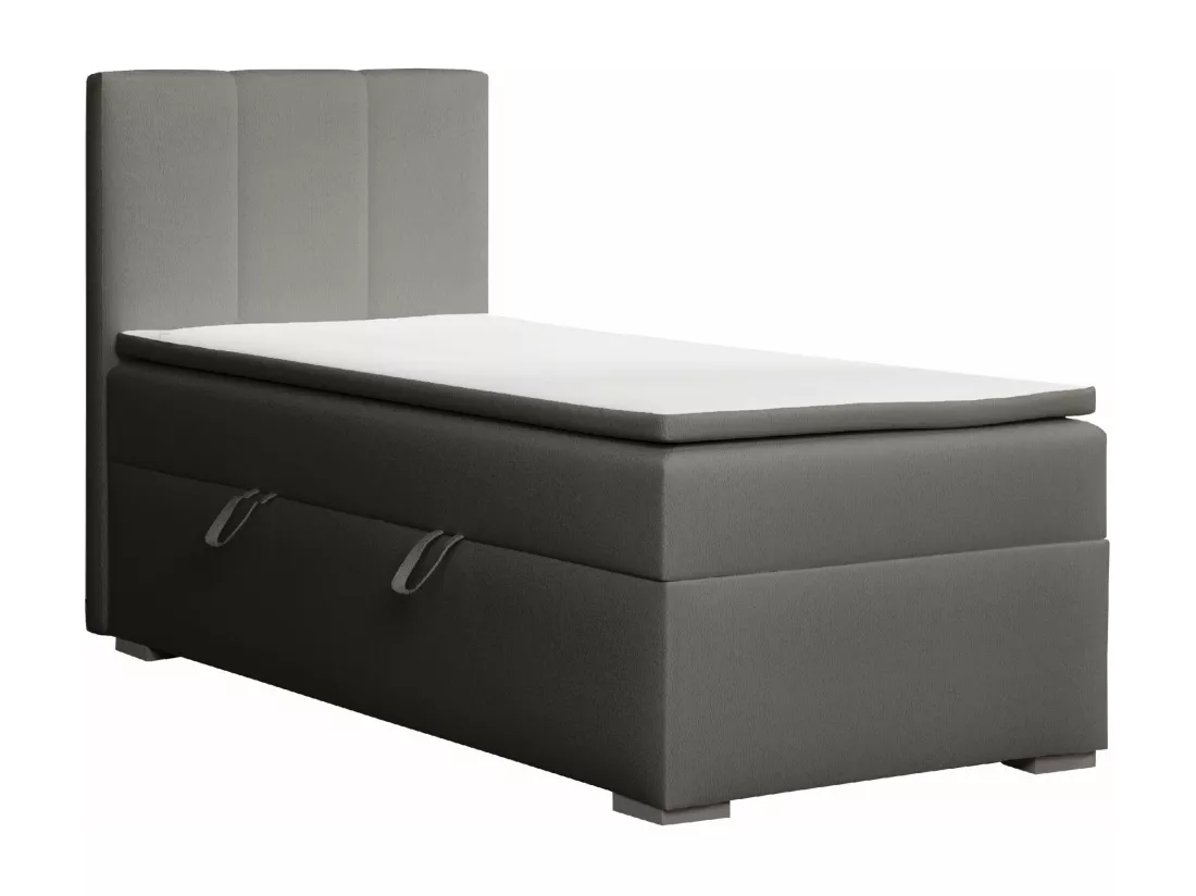 LIT SIMPLE avec tiroir de rangement et surmatelas, côté gauche Monaco Mini 100x200 cm, Soft 29 (Gris)
