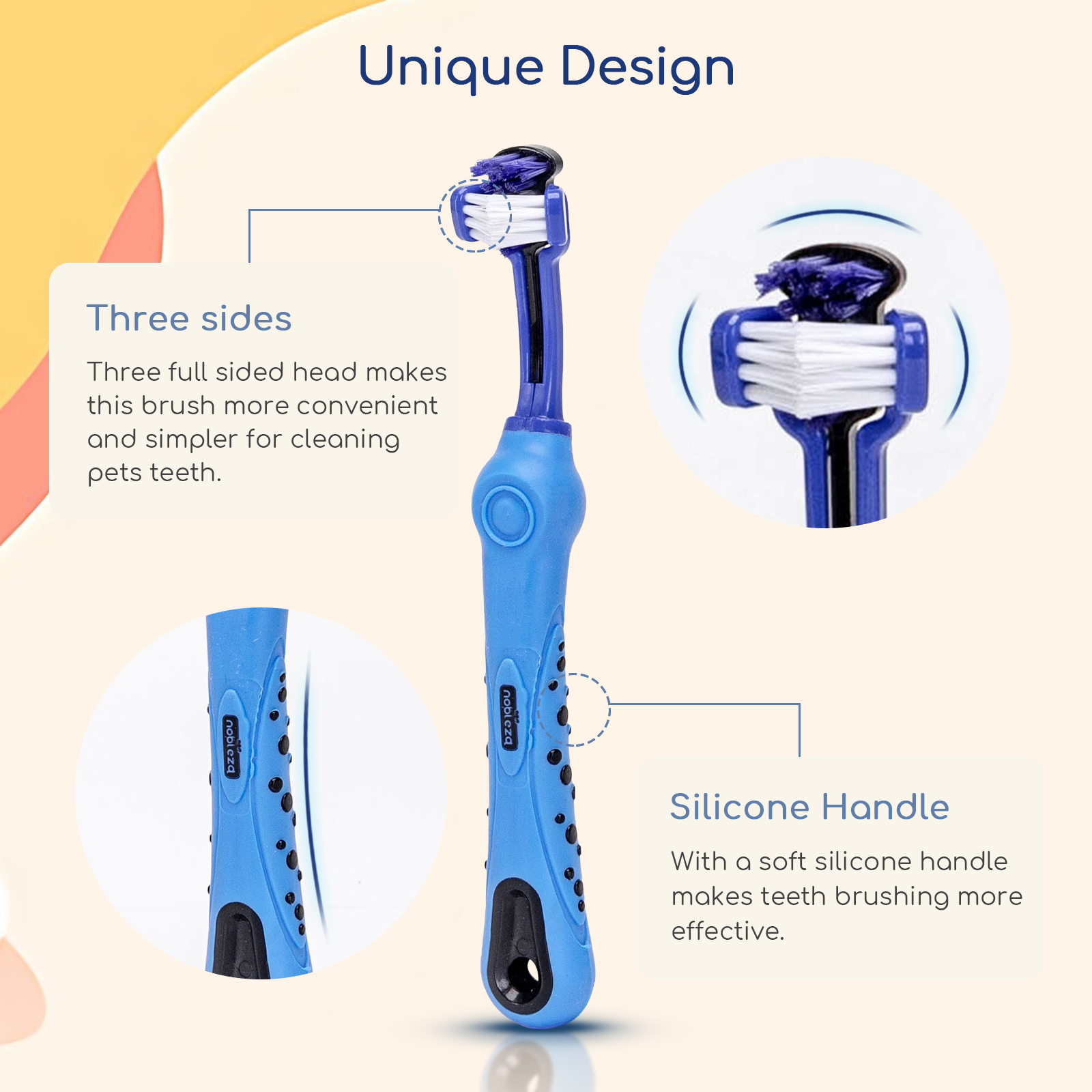 Nobleza - Escova de Dentes para Cães, 1 Escova de Dentes Giratória 360 Graus, Kit com 10 Escovas de Dentes de Dedo, Para Limpeza dos Dentes de Cães e Gatos