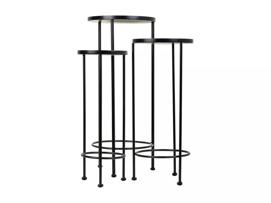 Ensemble de 3 supports en mosaïque et métal noirs