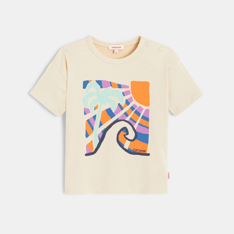 T-shirt bébé garçon beige à imprimé vague Catimini Beige