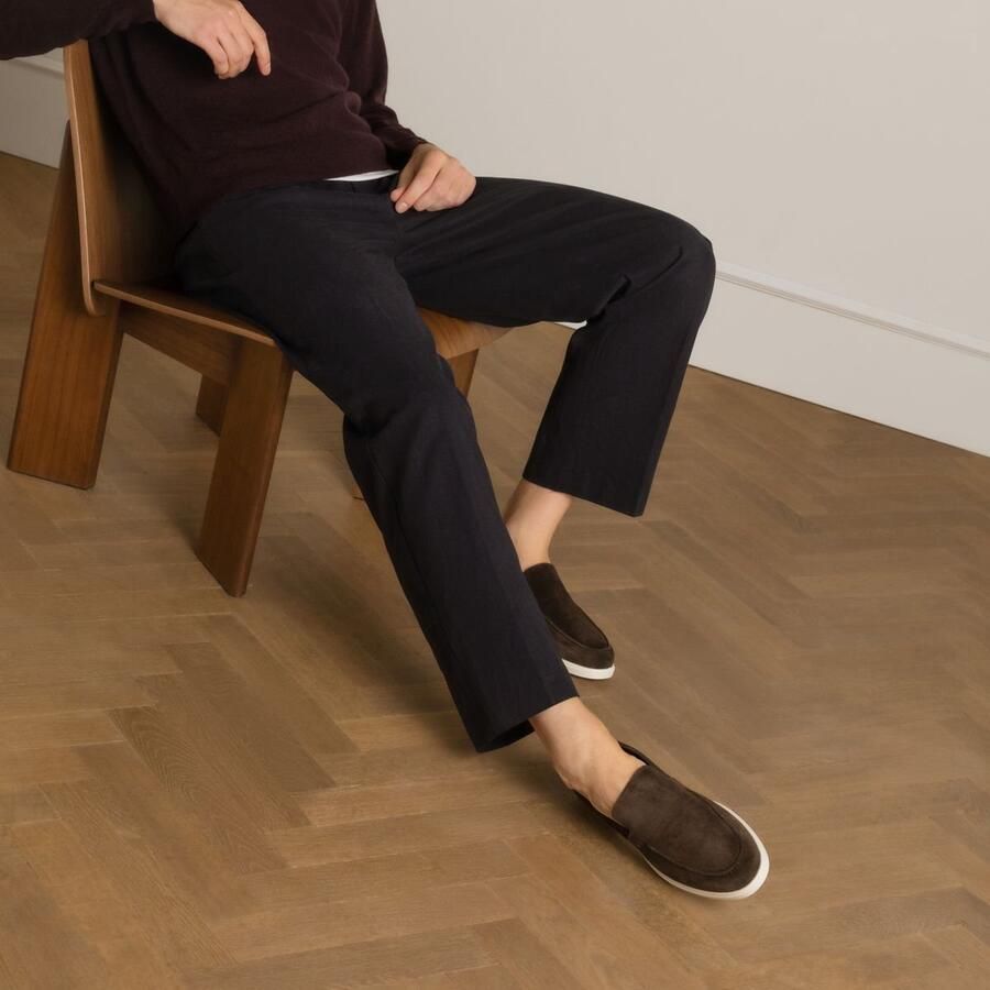 Manfield Heren Bruine suède loafers