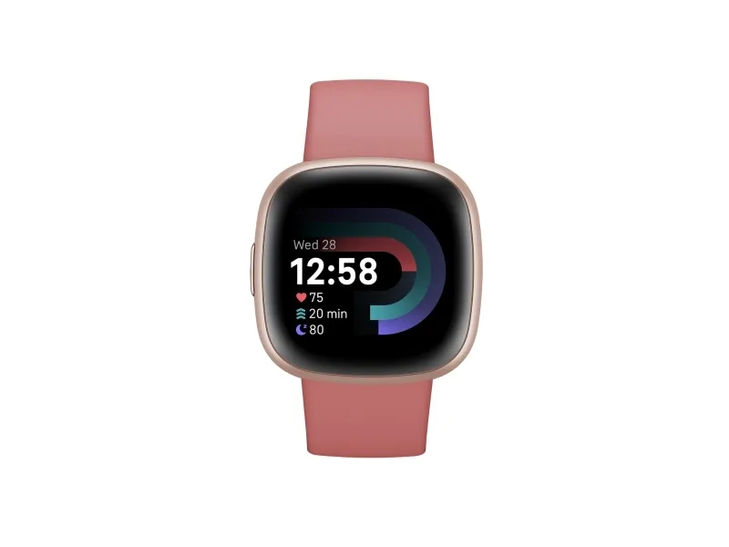 Fitbit Versa 4 - 40 mm - kobberrose - smart ur med bånd - pink sand - båndstørrelse: S/L - NFC, Bluetooth