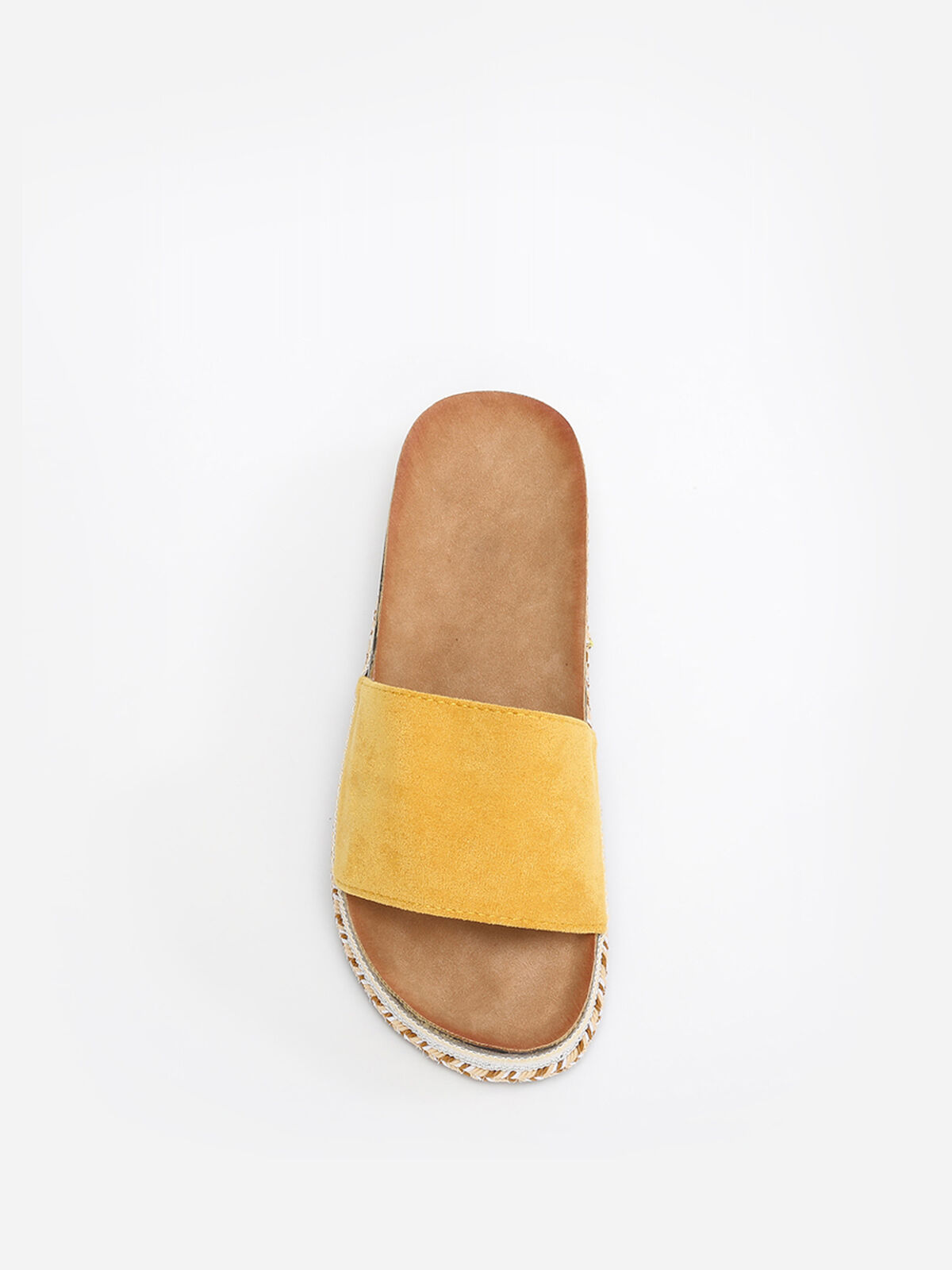 Mules en suédine à plateforme ethnique- Jaune