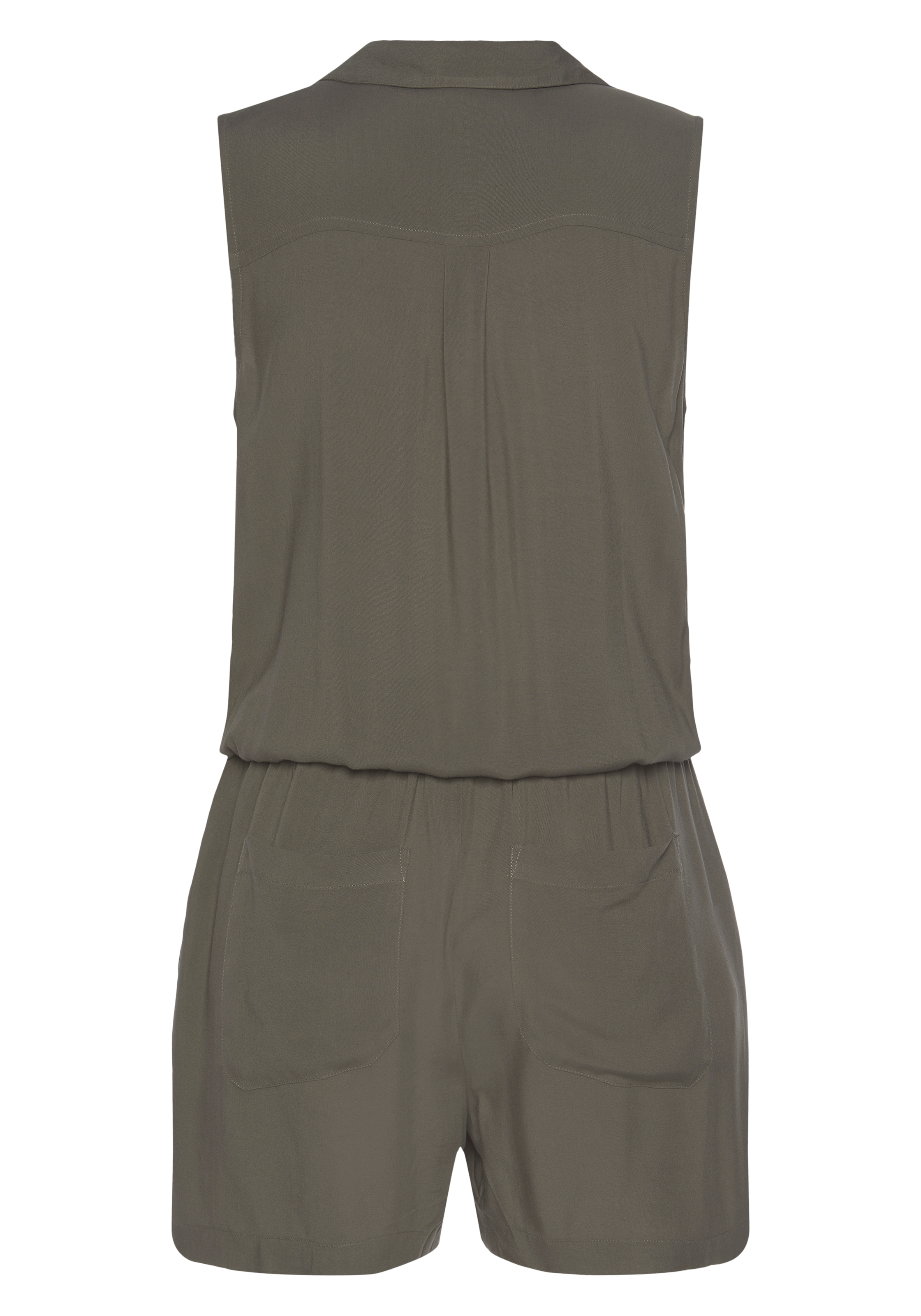 LASCANA Kurzoverall , aus gewebter Viskose, ärmelloser Jumpsuit mit Hemdblusenkragen