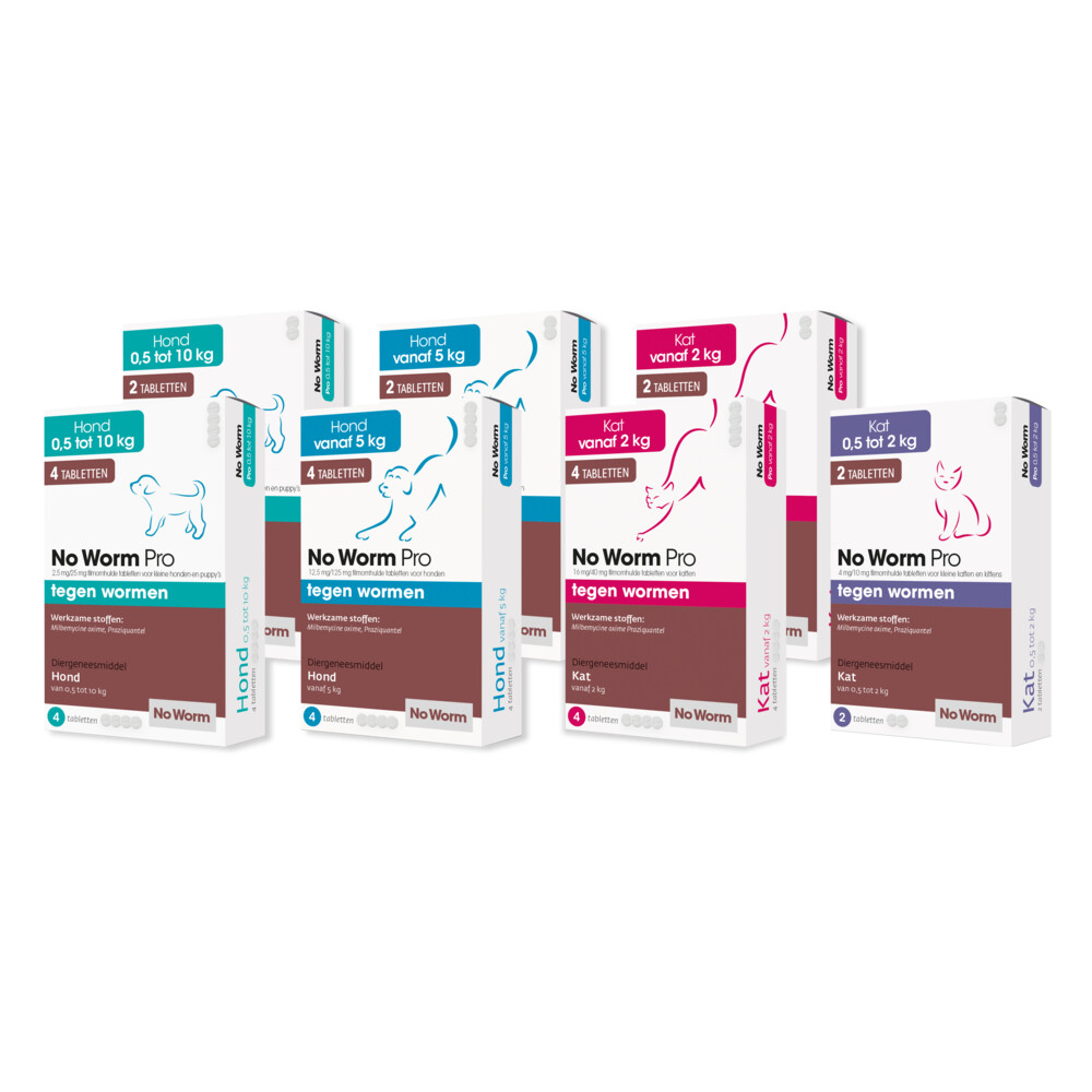 No Worm Pro Ontworming Tabletten Kat vanaf 2 kg4 tabletten