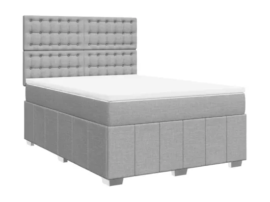 Sommier à lattes de lit avec matelas Gris clair 160x200cm Tissu