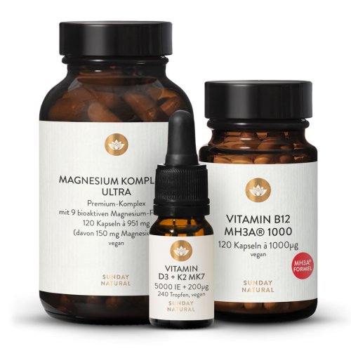 Sunday Natural Products  Magnesium Komplex 9 Ultra D3 5000 IE + 200µg K2 B12 MHA 1000µg