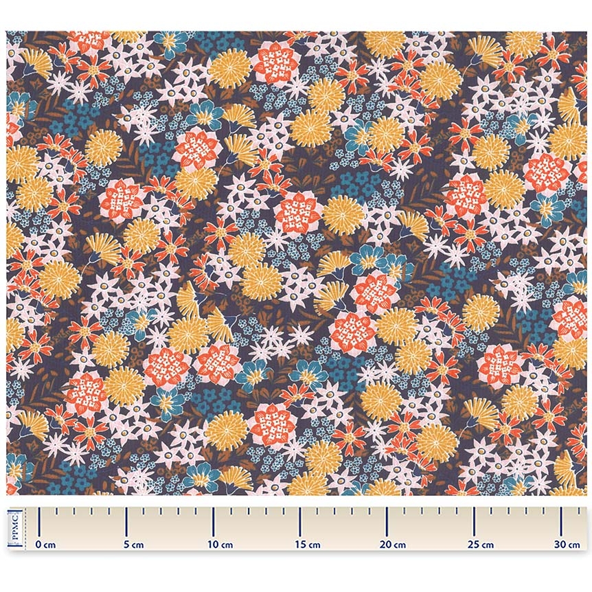 Tissu Coton Au Mètre Ex2405 Fleurs Étoilées Marine