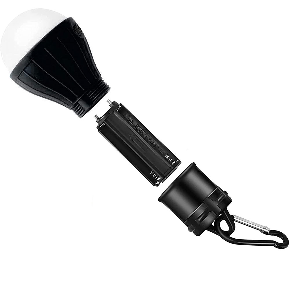 (4er Set) LED Hängelampe Camping Retro Glühbirne 600 Lumen mit Karabiner Haken (Batteriebetrieben) - Schwarz