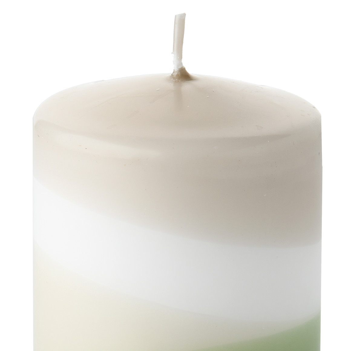 Kerze mit Farbverlauf dunkelgrün / weiss / beige