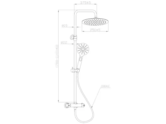 Kissy colonne de douche noire avec thermostatique - Essebagno