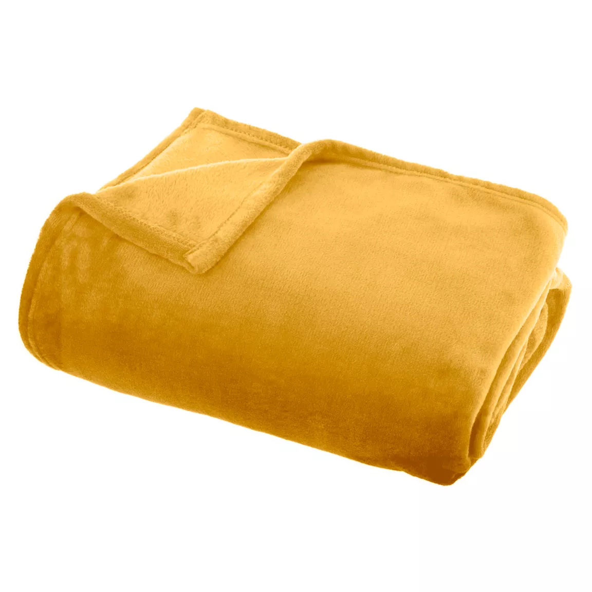 Plaid doux flanelle (220 x 240 cm) Didou Jaune moutarde