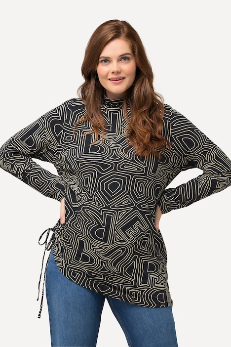 Shirt, Saumband, Stehkragen, Langarm, Biobaumwolle