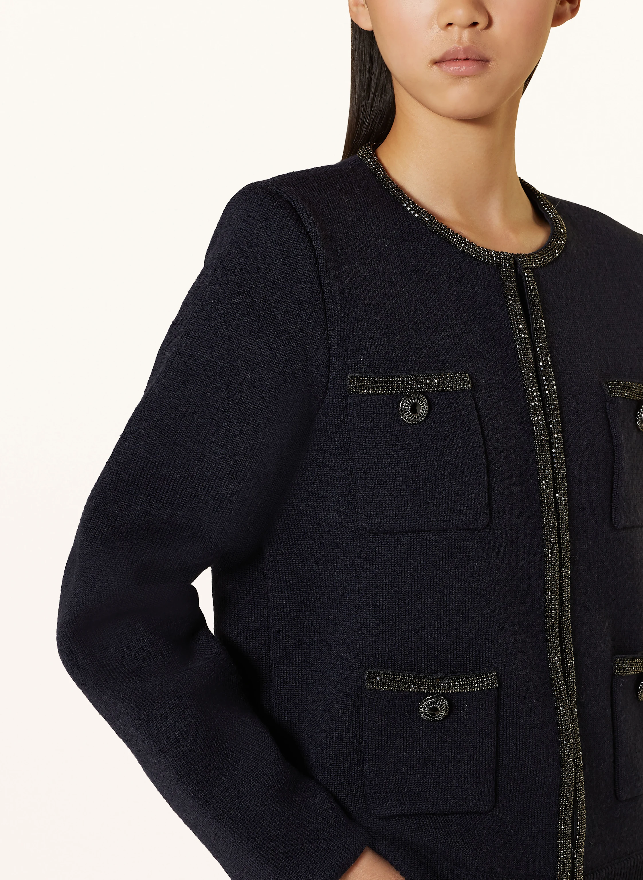 self-portrait Kastenjacke mit Schmucksteinen