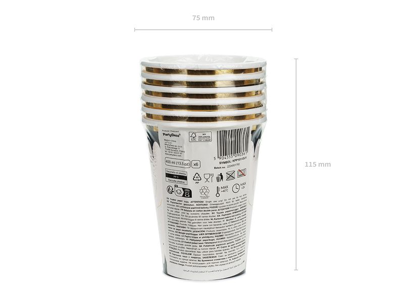 Partydeco Einweggeschirr Becher Spinnen 400 ml, 6 Stück Geschirr und Tischdekoration für die Halloweenparty