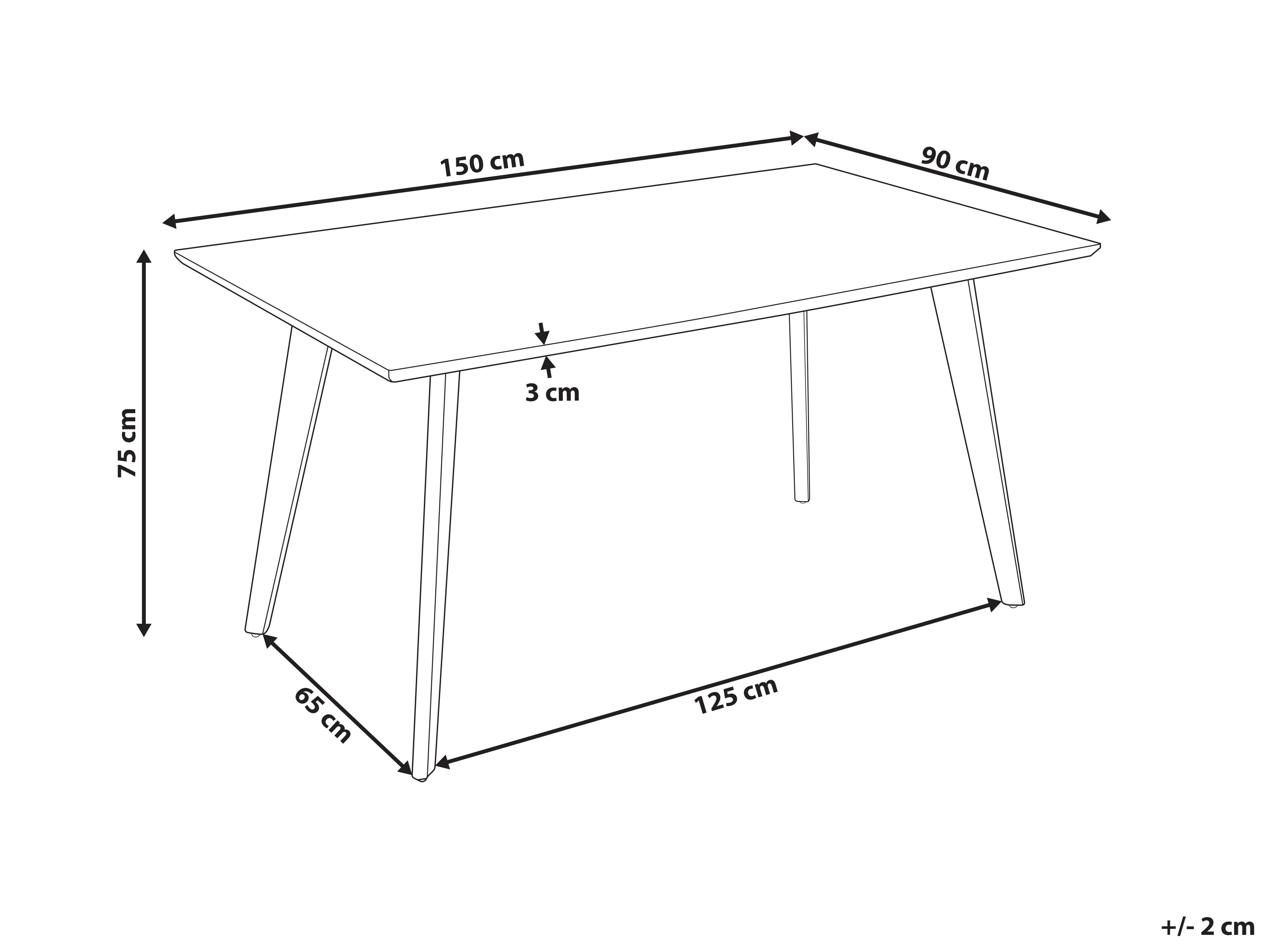 Eettafel DORCAS Zwart 90 cm 150 cm
