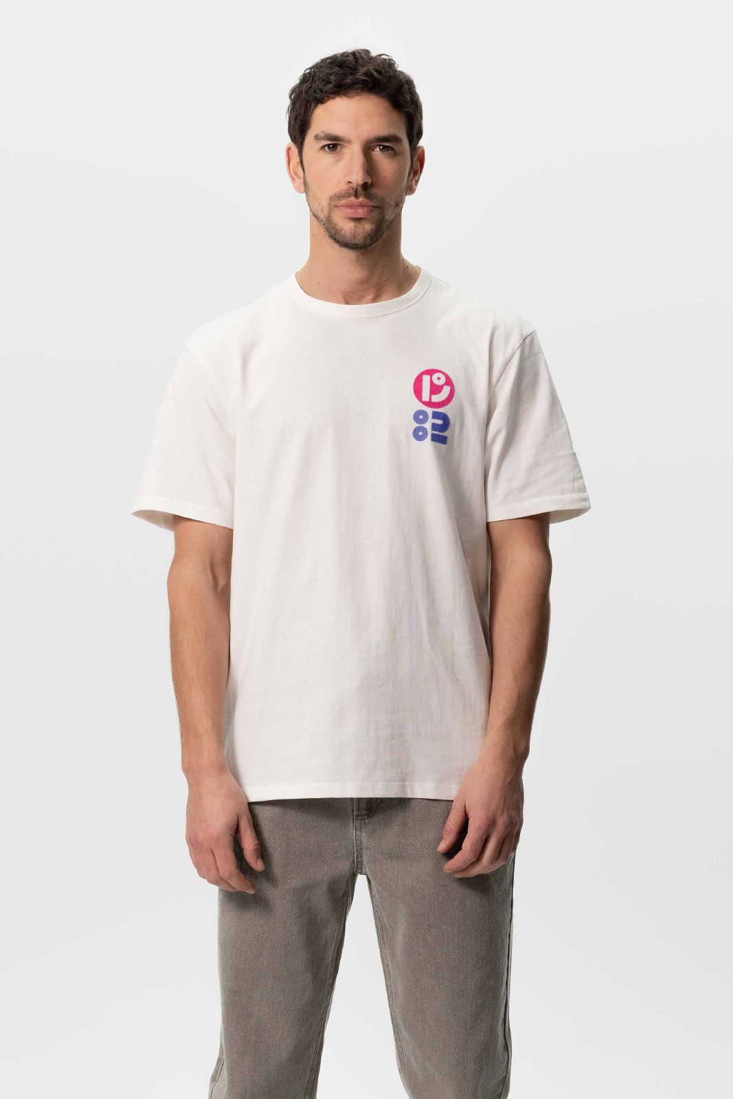 Wit katoenen T-shirt met artwork
