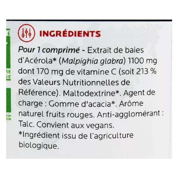 Fitoform l'Acérola Bio sans Sucres Ajoutés 60 comprimés à croquer