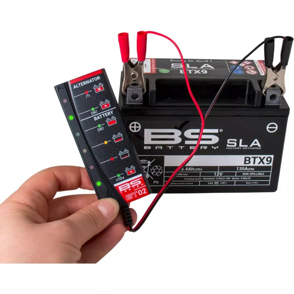 BS Battery - Testeur de batterie et d'alternateur BT02 Noir / Rouge
