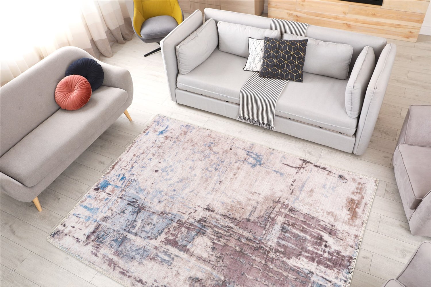 Platgeweven vloerkleed Paradisia Grijs / Taupe Modern 120 x 180 cm