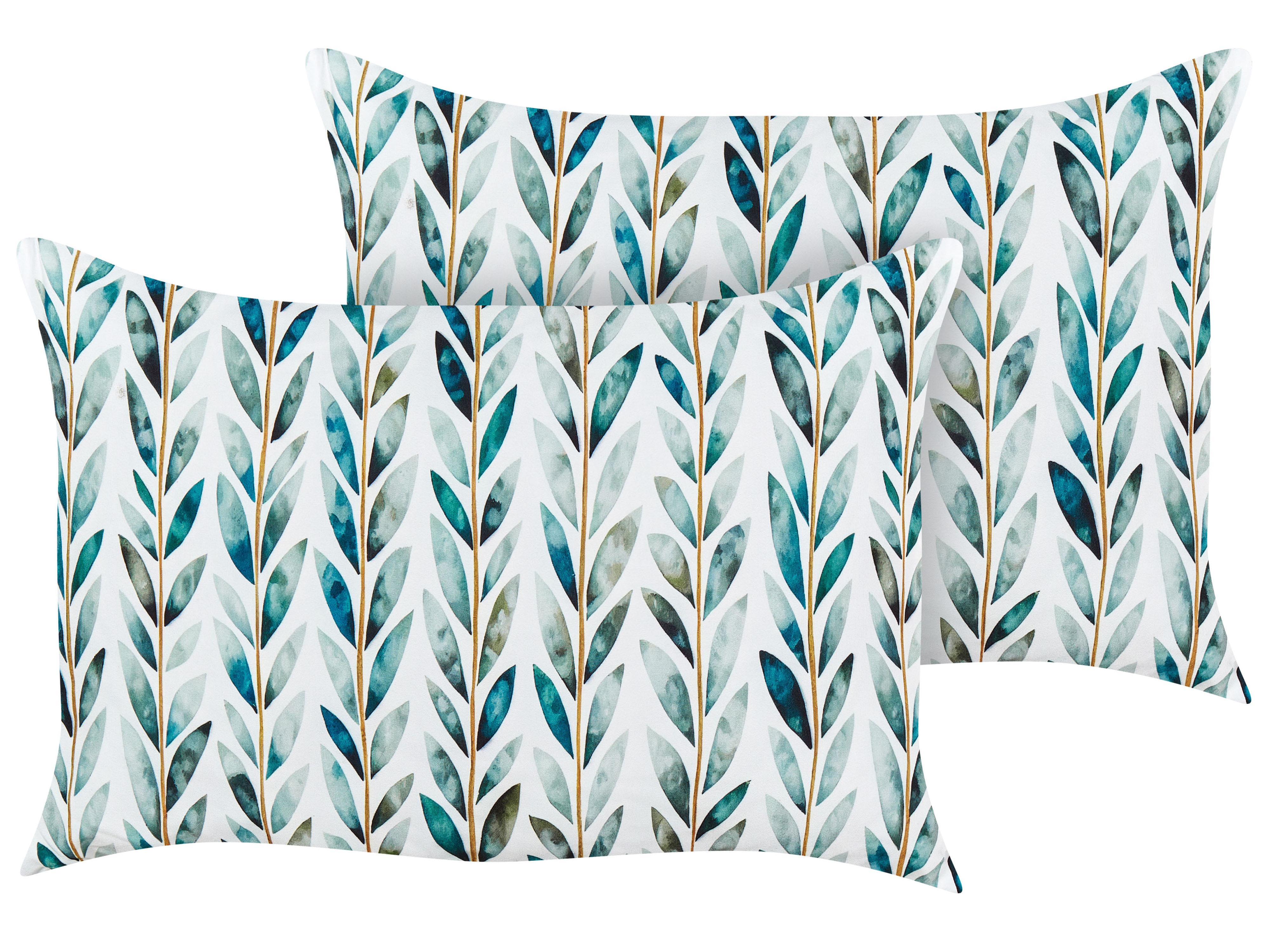 Set van 2 tuinkussens LOANO bladpatroon 40 x 60 cm Groen