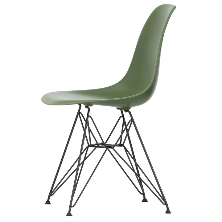 Vitra - Eames Plastic Side Chair DSR RE, basic dark / forest (Filzgleiter basic dark)