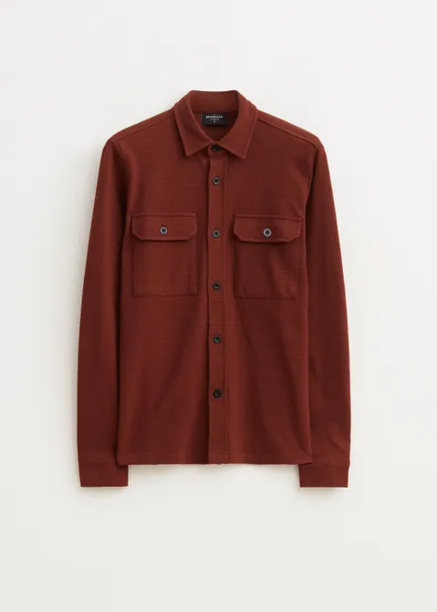 Overshirt met structuur rood (BRIQUE)