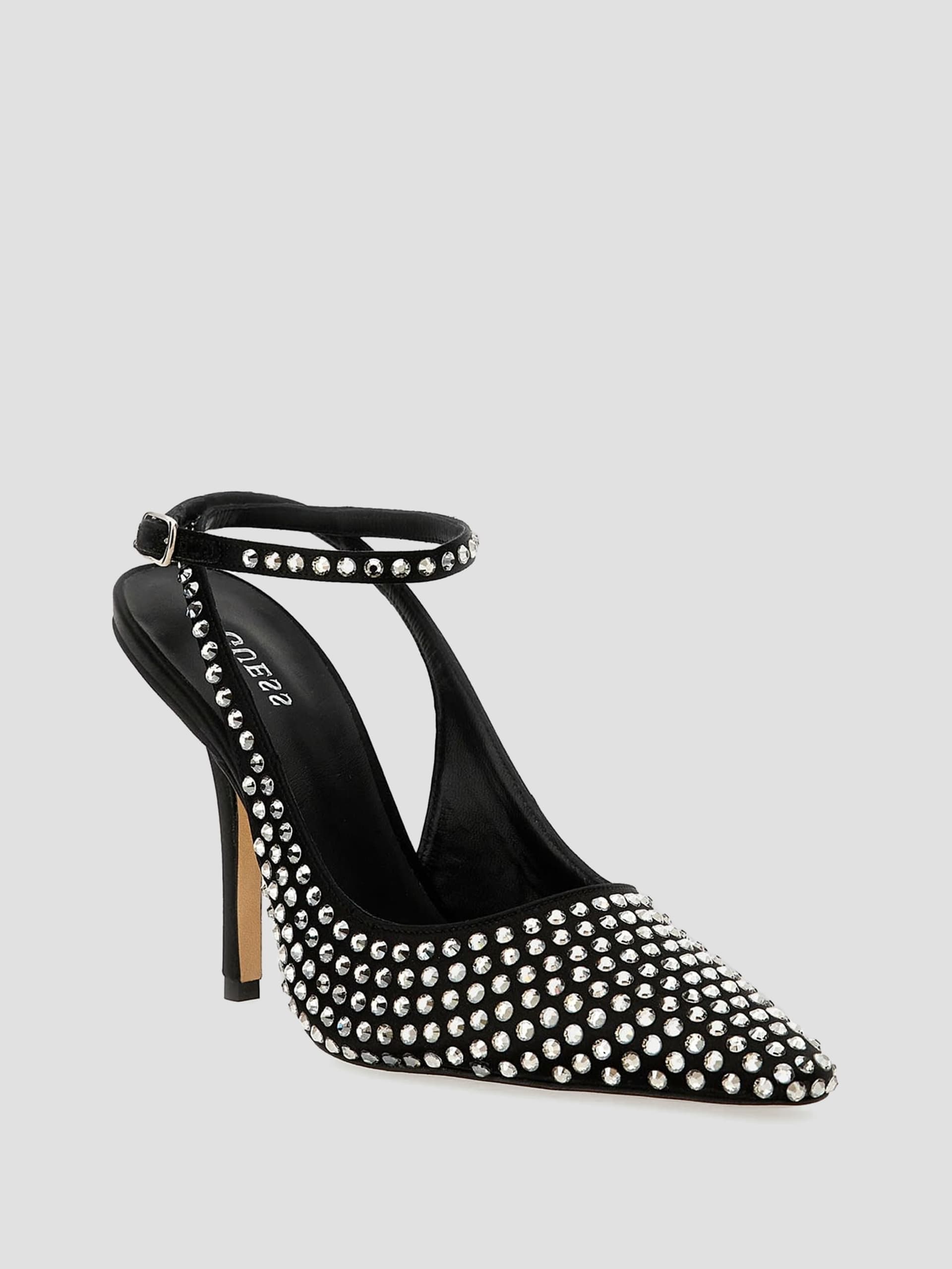 Sapatos de salto alto Estar com strass e tira no calcanhar