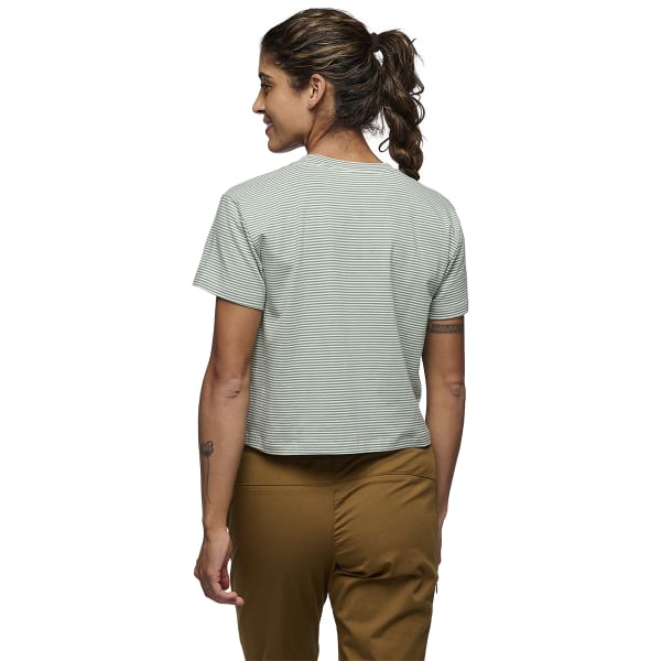 T-shirt escalade BLACK DIAMOND W BD STRIPE CROP TEE FOAM GREEN/LAUREL GREEN