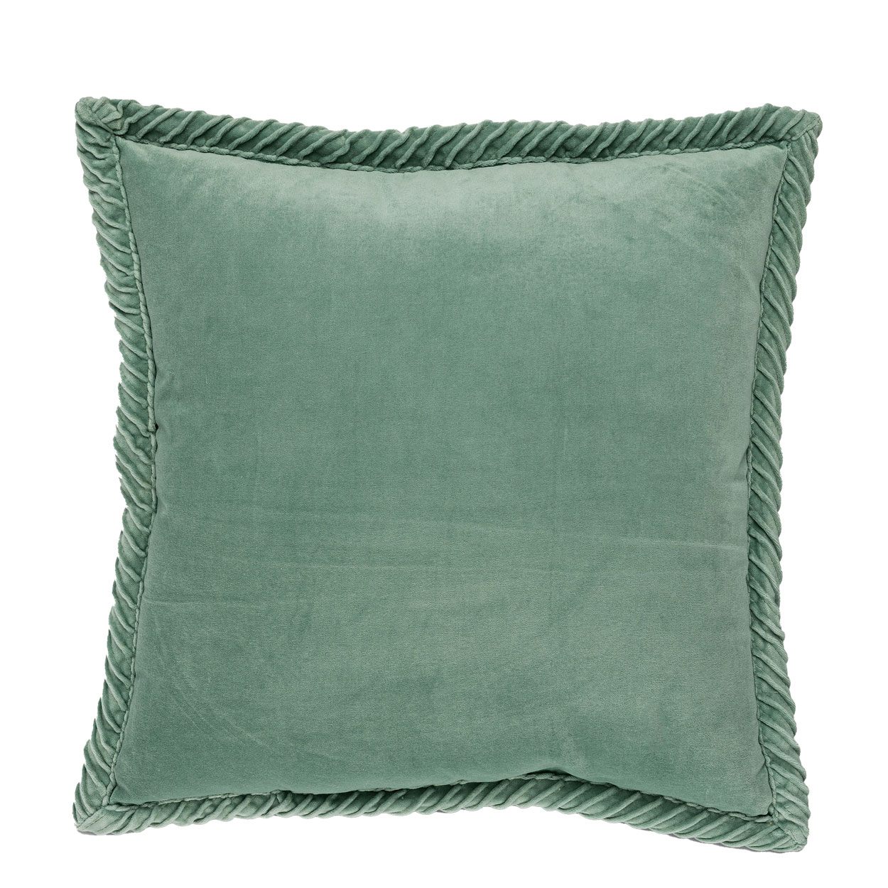 Sierkussen velours Tucked border seablue 50x50 cm