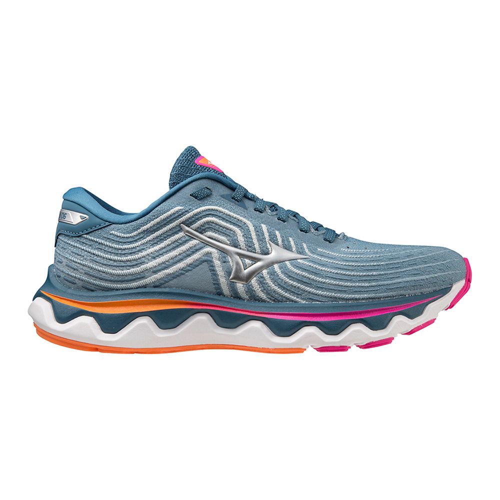 Mizuno WAVE HORIZON 6 - Chaussures running Femme blue ashes/silver/807 c