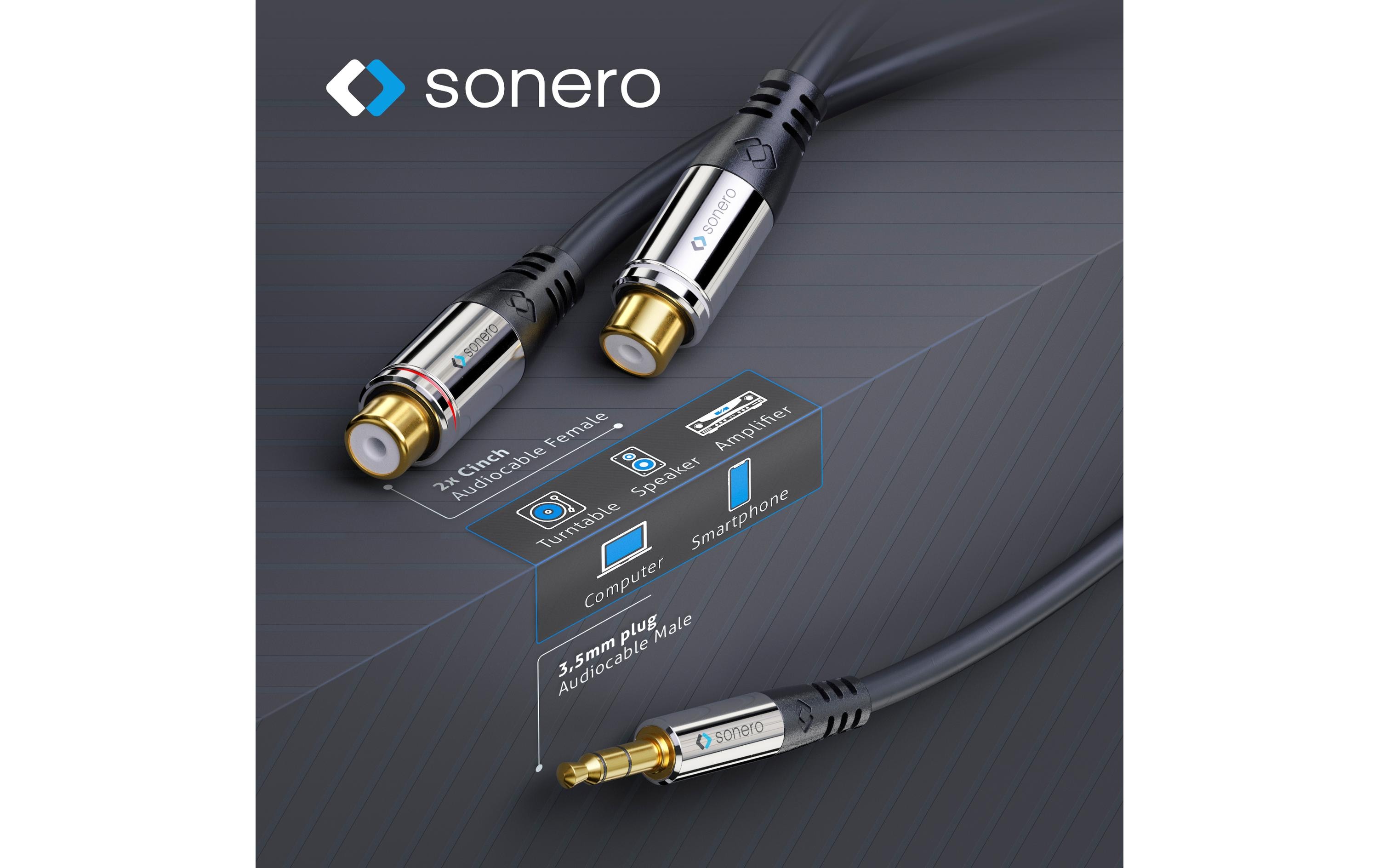 Audio-Kabel 3.5 mm Klinke - Cinch 0.25 msonero 3,5mm auf 2x Cinch Audio Adapter Kabel 0,25m