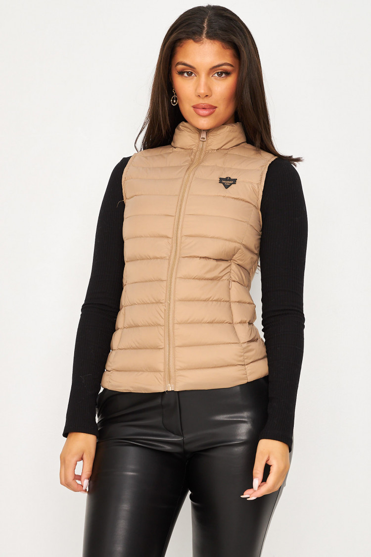 Doudoune sans manche taupe Lina