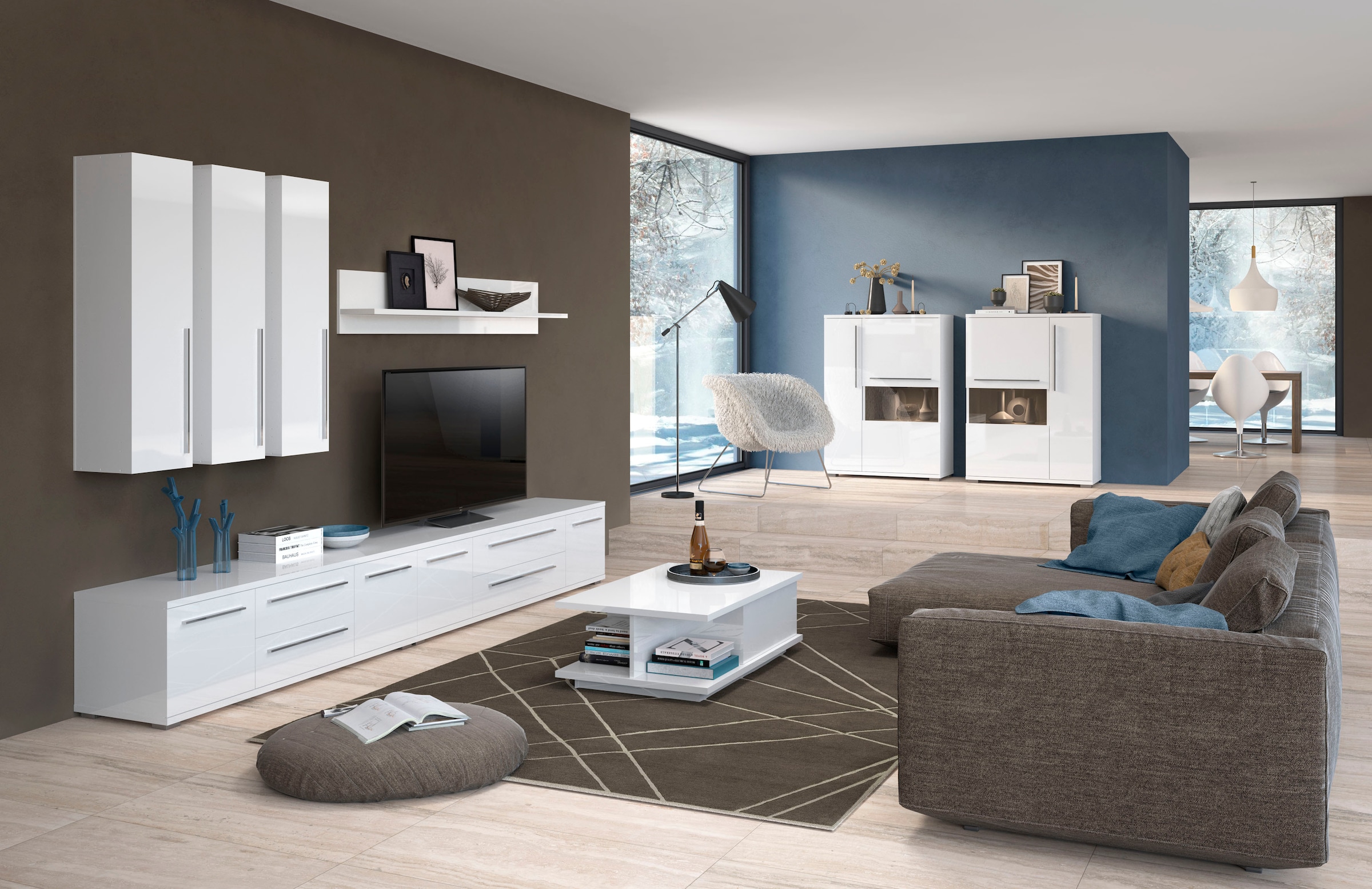 PLACES OF STYLE Hängevitrine »Piano« UV lackiert, Soft-Close-Funktion, Höhe 115 cm, Breite 29,7 cm