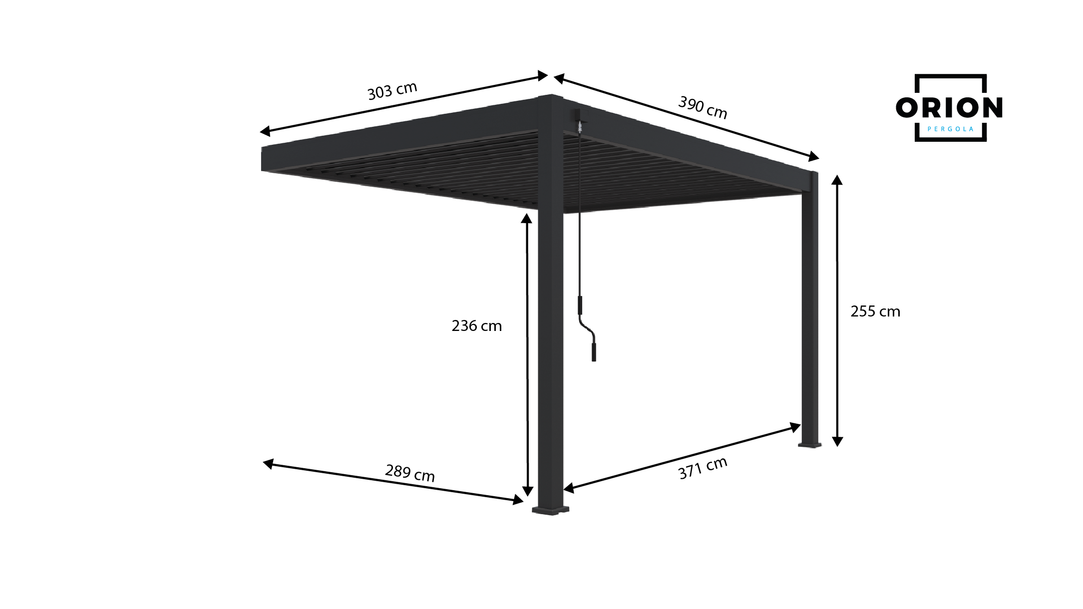 Novum ORION Wall 300 x 400 cm terrasoverkapping - Black
