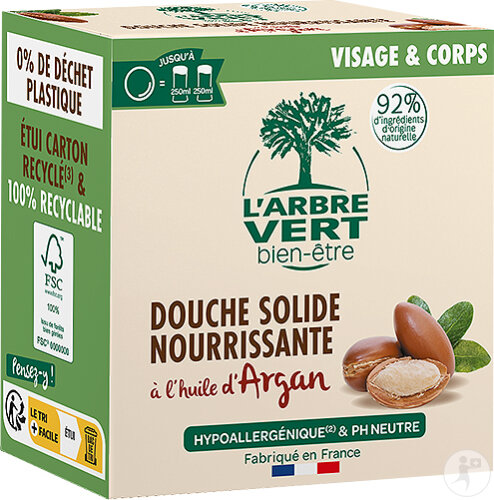 L'Arbre Vert Bien-Être Douche Solide Nourrissante À L'Huile D'Argan Visage Et Corps 75g