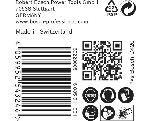 Schuurblad voor Bosch excenterschuurmachine, Ø115 mm, korrel 40, 8-gats, 50 stuks