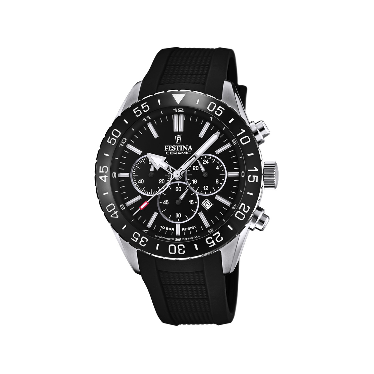 Montre Festina homme chronographe acier caoutchouc noir