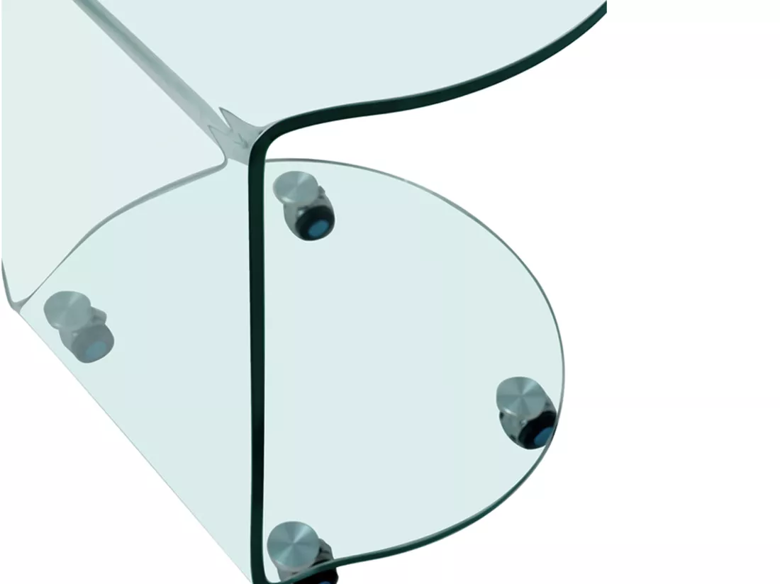 Table d'appoint à roulettes en verre trempé courbé - Transparent - TILPY
