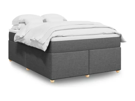 Sommier à lattes de lit avec matelas Gris foncé 140x190cm Tissu