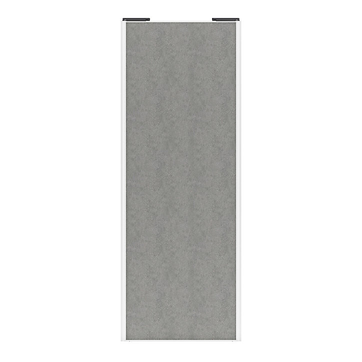 Porte de placard coulissante béton profil blanc GoodHome Arius H. 248,5 x L. 92.2 cm + amortisseurs