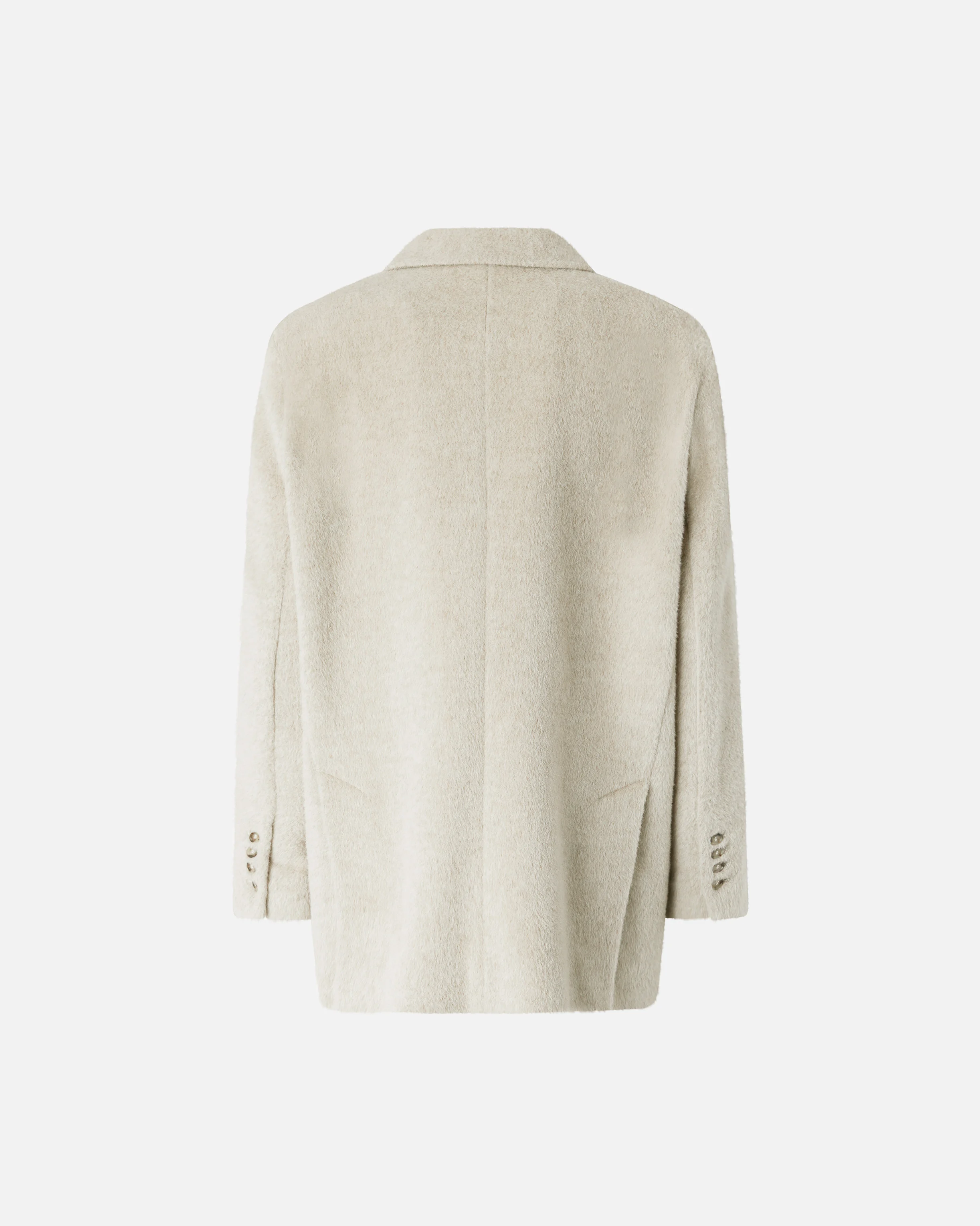 Manteau court en tissu castor à simple boutonnage | Beige