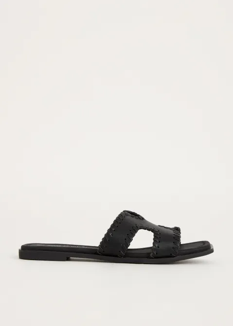Slipper met brede band zwart (ZWART)